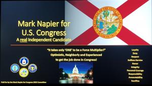 Mark Napier for Congress Slogan, Values and Experience with CIA and U.S. Army