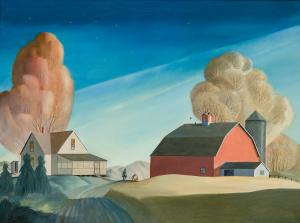 Oil on canvas by Dale Nichols (American, 1904-1995), titled Evening Chores, signed (est. $40,000-$60,000).