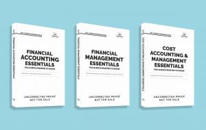 A picture of the unreleased proof versions of Vibrant Publishers’ Financial Accounting, Financial Management, and Cost Accounting and Management Essentials