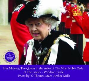Queen Elizabeth II - in robes of the Most Noble Order, Platinum Jubilee Year 2022