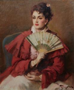 Early 20th century oil on canvas Portrait of a Lady with a Fan by Fernand Toussaint (French/Belgian, 1873-1956), artist signed lower right (est. $3,000-$5,000).