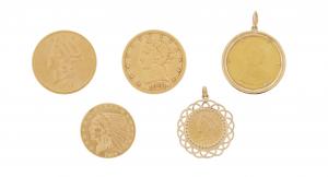 A selection of six gold coins will be offered at the Crescent City Auction Gallery's Important May Estates auction on May 13-14.