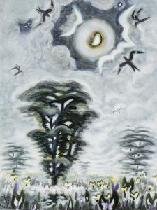 Watercolor on paper by Charles Burchfield (American, 1893-1967), titled Nighthawks and The Moon (1965) 1966, initialed and dated ($587,500).