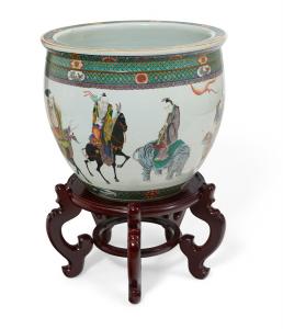 Chinese Export porcelain jardiniere on stand, overall height 30 ½ inches ($11,250).