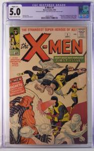 Copy of Marvel Comics X-Men #1 (Sept. 1963), featuring the origin and first appearance of the X-Men and Magneto, graded CGC 5.0 ($10,625).