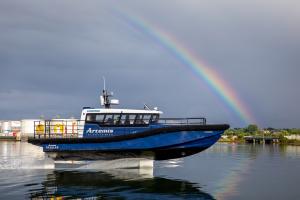 Artemis Technologies' zero-emission workboat foiling in Belfast