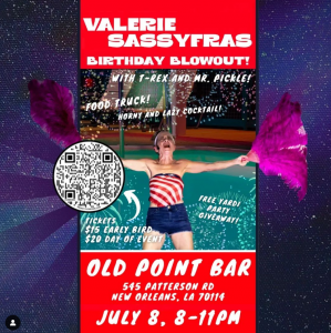 Valerie Sassyfras 8th of July Birthday Flyer