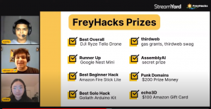 Prizes Being Announced at the FreyHacks Opening Ceremony