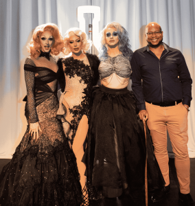The Hosts and Producers of Absolut Empires Ball, Ivory Towers (Host), Scarlett BoBo (Executive Producer), Helena Poison (Host), Ian Royer (Co-Executive Producer)