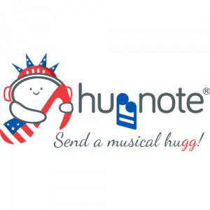 Huggnote logo - customised in US flag colours