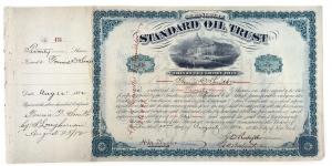 Signed by Standard Oil Trust 1882 shares, John D. Rockefeller (President), Henry Flagler (Secretary) and Yabetsu Boswick (Accounting) for 20 shares (estimated $ 2,000- $ 2,500).