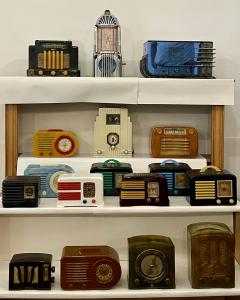 A nice selection of Catalin tube radios from the 1930s, to include these shown, will be sold.