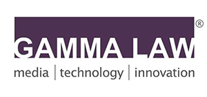 Gamma Law logo. White text on a purple background over the words "Media, Technology, Innovation" in purple text on a white background.