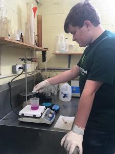 The skills Tyler Carroll, a recent Blythewood High School graduate, learned from Epps' biodiesel training helped him gain an internship at Green Energy Biofuel this summer. (Photo: Green Energy Biofuel)