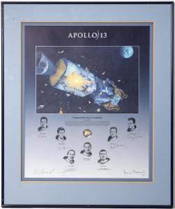 Apollo 13 print by astronaut Alan Bean titled Houston, We Have a Problem, signed by astronauts as well as Apollo 13 movie actors including Tom Hanks (est. $3,000-$4,000).