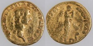 Very rare aureus (ancient Roman gold coin), depicting Claudius (AD 41-54), conqueror of Britain, and Pax as a winged nemesis driving the snake of good fortune (est. $3,000-$3,500).