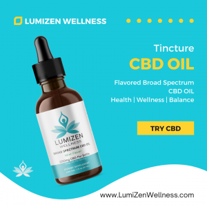 Lumizen Wellness Broad Spectrum product promotion of CBD tincture oil