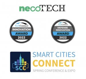 necoTECH logo and TechConnect award badges