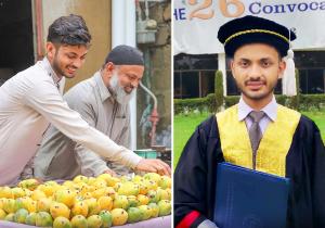 TCF alumni and university graduate Asad Raza with his fruit seller father