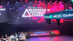 MEXC Global VP Andrew Weiner speaks at the futurist conference