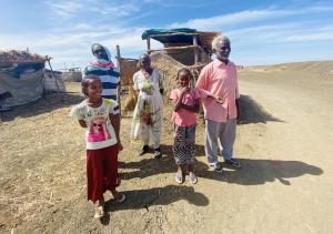 A family from Tigray at the refugee camp in Sudan