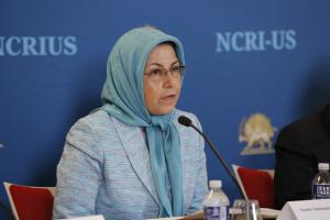 Ms. Soona Samsami, U.S. Representative of the National Council of Resistance of Iran discussing the complaint filed in New York against Ebrahim Raisi for crimes against humanity and genocide in a Washington, DC conference organized by NCRI-US, August 25, 2022.