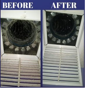 Dirty AC Vents Before and After Cleaning