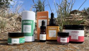 The product line up of Lourdes CBD products are Mind Body Blend, a full spectrum high potency tincture with 4,000mg of CBD plus 2,000mg of CBG, Harmony Body Balm, a twist up salve of 1250mg of full spectrum CBD and Good Night Gummies are 25mg of CBD and 1