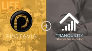 PHOTAVIA and Tranquility Lifestyle Solutions Logos side by side. The "+" symbol in the center is to express the alliance of the two corporations.