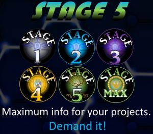 Guardian Platform's Stage 5 Project Data Dashboard levels 1-5 and Max