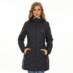 Women's long heatd down jacket