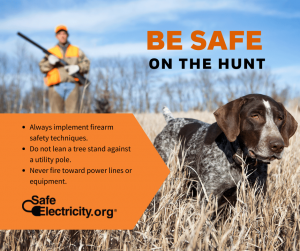 Image of hunter with safety messaging