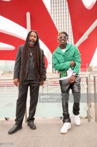 LOS ANGELES, CALIFORNIA - SEPTEMBER 09: (L-R) King Hopeton and Zavi attending The Retreat benefiting Project Green and featuring the Muse Holliday Finance House at Petersen Automotive Museum. (Photo by Robin L Marshall/Getty Images)