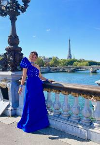 Fashion designer Sima Azadegan wears Sima Collezione in Paris