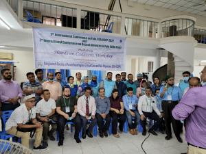 Daradia faculties lead by Dr Gautam Das at the cadaveric workshop at Dhaka Medical College anatomy hall