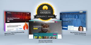 A composite image of Brave River's award-winning websites for Day Kimball Healthcare, Dorcas International, and Spectrum Thermal Processing.