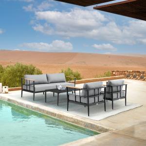 Lounge, entertain, and enjoy your outdoor space with the Veyda Outdoor 4-piece set by Armen Living.