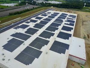 Image shows large 5 MW solar system consisting of more than 10,500 solar panels