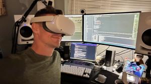 Software developer using VR