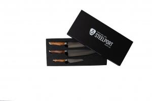 The three-piece STEELPORT gift set includes a STEELPORT 4 paring knife