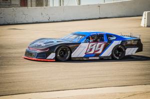 Zach Morris and the blue and white 89 Super late Model