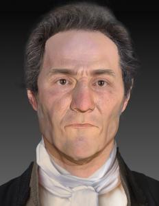 Forensic facial reconstruction/approximation of the appearance of JB55 at age 55.