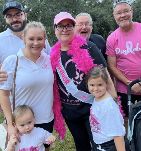 Michael Patrick (far left) with his family at the Making Strides Against Breast Cancer Walk.