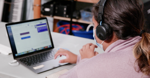 Image of a student learning music & audio production
