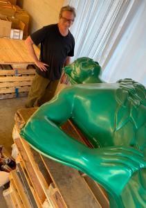 Jolly Green Giant ready for shipment: pop culture specialist Ed Polish supervising Jolly Green Giant shipment to Valley Relics Museum, Los Angeles