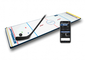 The SuperDeker App can be downloaded for free on the Apple App Store. It connects to the SuperDekerPRO stickhandling trainer for fun hockey training