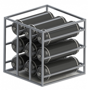 Steelhead Composites HydrogenCube™ modular and highly mobile hydrogen storage system uses multiple manifolded composite overwrapped pressure vessels (COPVs)