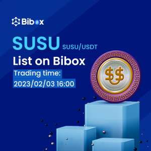 BiBox Logo, SUSU/USDT pair notice 02-03-2023 Susumi Coin Logo