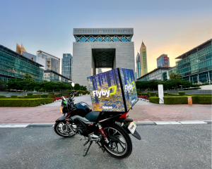 UAE-Based Flyby Smart Delivery Box on the Back of a Deliver Motorbike
