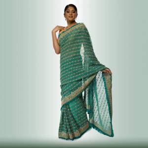 Pure georgette embroidered saree